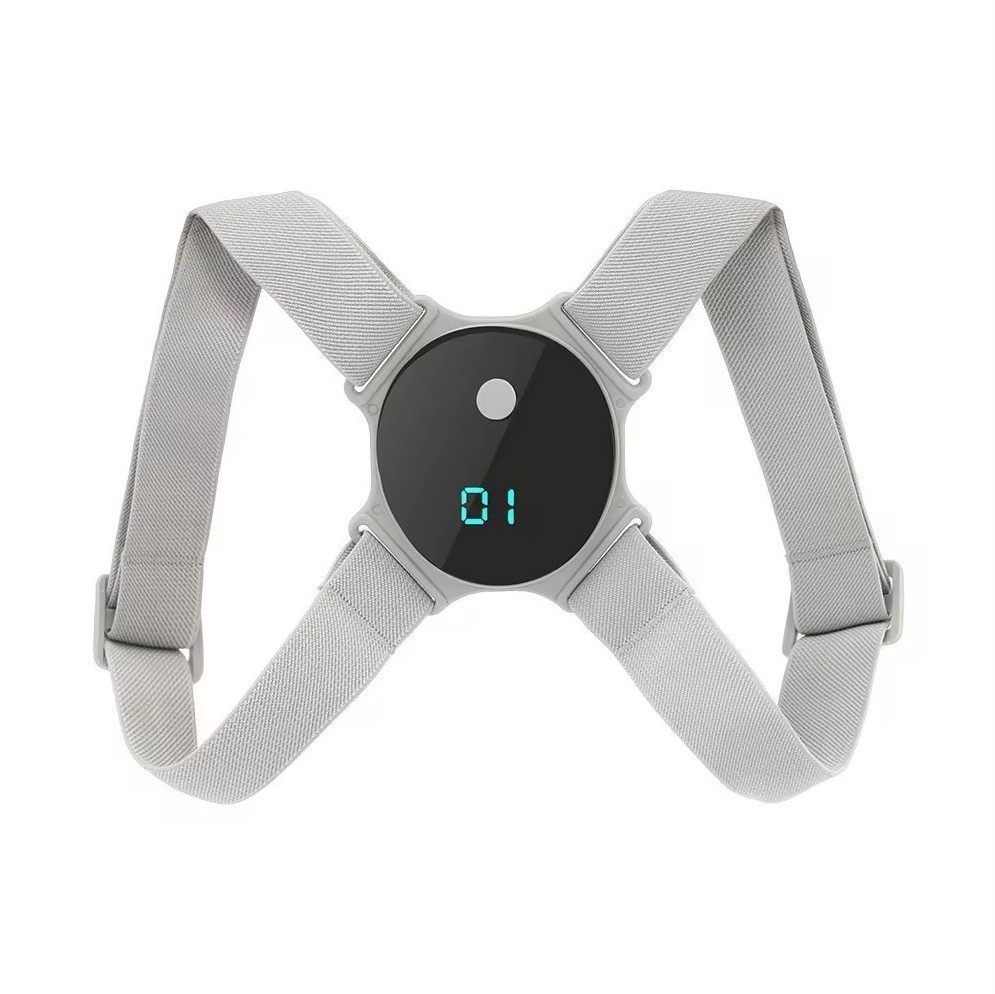 Smart Posture Corrector Adjustable Back & Shoulder Brace Gray Vibration Reminder