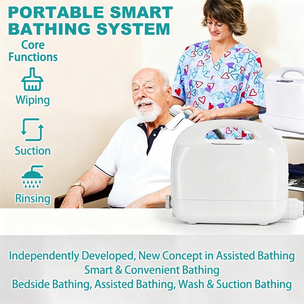 Irtme Bedside Bath System for Bedridden Elderly Paralyzed, Intelligent No-Water