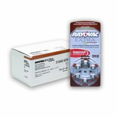 60 Rayovac Extra Mercury Free Hearing Aid Batteries Size: 312 + Battery Holder