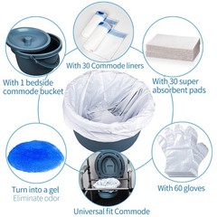Commode Bucket with Liners and Absorbent Pads Commode Bucket Replacement Uni…