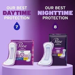 Poise Overnight Incontinence & Postpartum Pads for Bladder Leaks, 72 Count