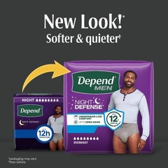 Depend Night Defense Incontinence Underwear for Men, Adult Diapers, L, 14 Count