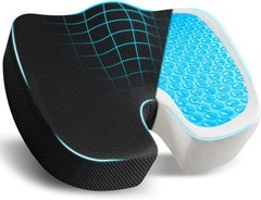 Cooling Gel Memory Foam Seat Cushion for Sciatica & Tailbone Comfort – 17.7″x…