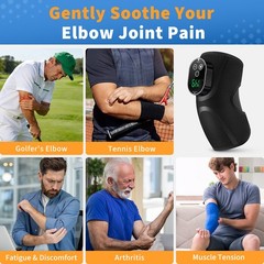 Cordless Heated Massage Elbow Brace Wrap 3000mAh Rechargeable Timer Heating Pad