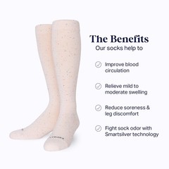 Recycled Cotton Knee High Socks – 15-20mmHg Large, Muted Rose