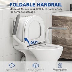 Heavy Duty Toilet Safety Rail (480 LB) – Armrest Hand Rail for Elderly, Pregnant