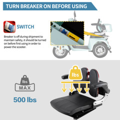 Heavy Duty 4-Wheel Mobility Scooter 31 Miles 3-Speed 800W 500lb Capacity Seniors