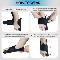 1 Pair Bunion Corrector for Women & Men, Night Splint, One Size, Black