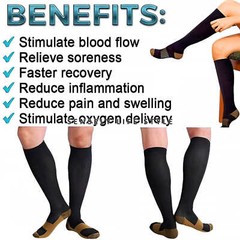 Calf High Compression Sock 15-20 Black Beige S-XXL Soft Uniform Dress Daily Wear
