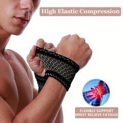 4 PCS Copper Sports Wrist Band Brace Wrap Adjustable Support Strap Carpal Tunnel