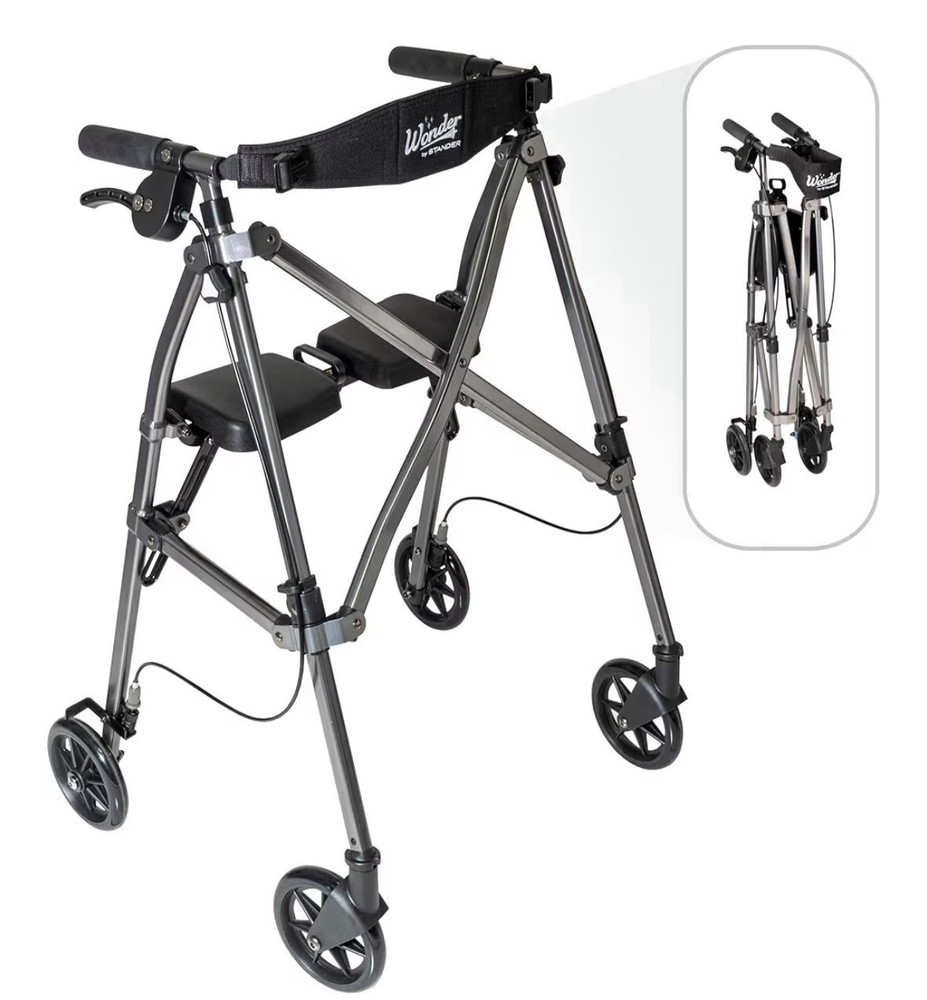 Stander Rollator Walker with Seat Lightweight 4 Wheel Walker Folding