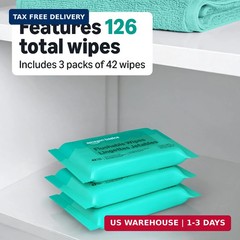Amazon Basics Adult Wet Wipes Flushable Fragrance Free, 126 Count (3 Packs of 42