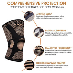 2Pack Copper Knee Braces Compression Sleeves Support for Arthritis Men & Women..