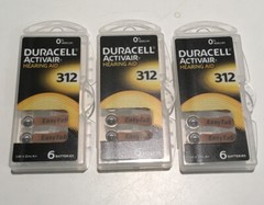 Duracell Activair Hearing Aid Batteries Size 312 3Pack=18Cells 2025-08