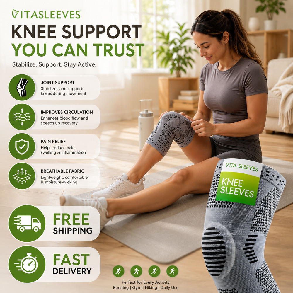 Vita Sleeves Knees 7 Zone Support Sleeve Knee Brace Small/Medium Breathable
