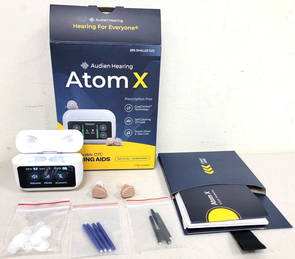 Audien Hearing ATOM X Rechargeable OTC Hearing Aids No App Needed NEW OPEN BOX