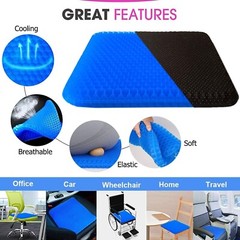 Gel Seat Cushion, Double Thick Egg Gel Cushion for Pressure Pain Relief, Brea…