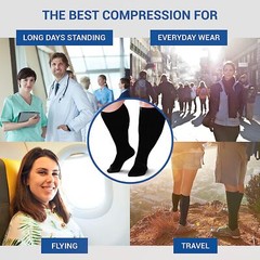S M L 2XL 3XL 4XL Compression Socks Women Men Wide Calf Flight Socks Knee High