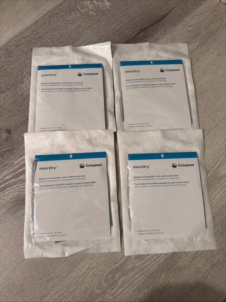 Lot Of 4 Coloplast InterDry 10”x18” Individually Sealed Antimicrobial Sheets