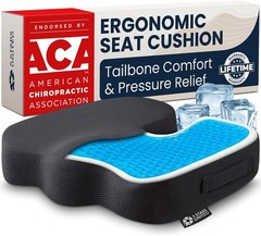 Seat Cushion – Memory Foam & Cooling Gel – Chair Cushion for Tailbone Pain Re…