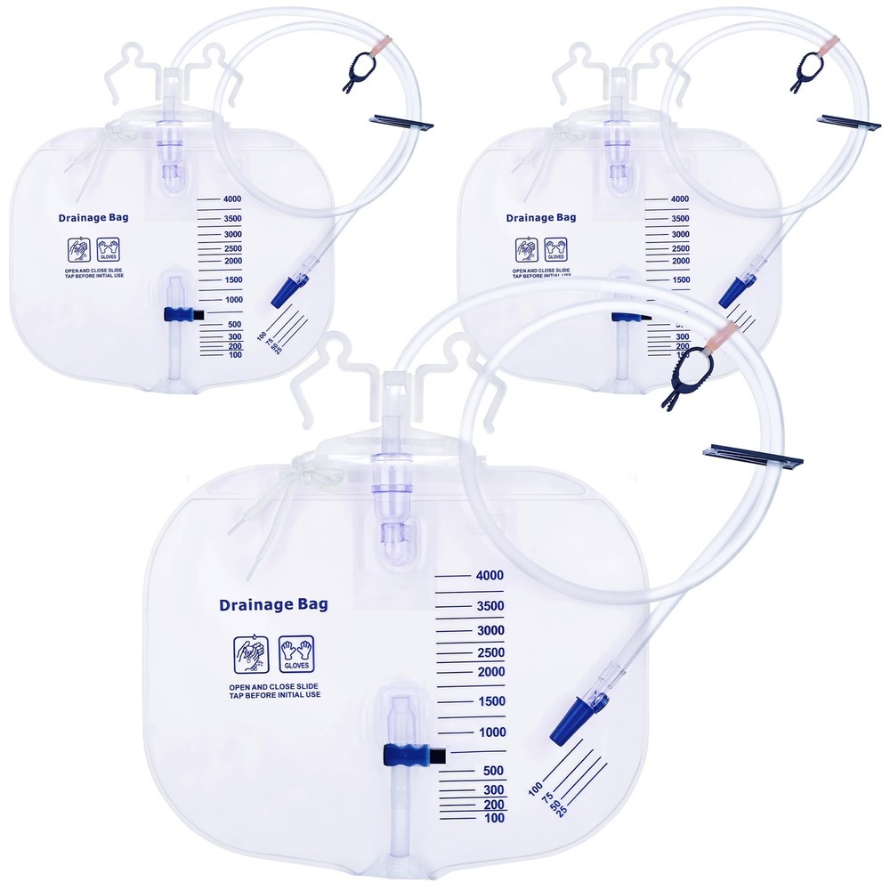 4000ml Urinary Drainage Bag, 3 Pack Catheter Bags for Women and Men, Professi…