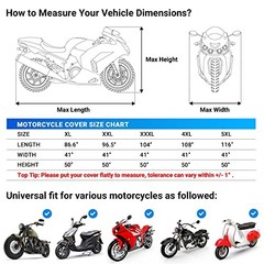 Motorcycle Cover Waterproof Outdoor – All Season Sun 86.6″ Black & Silver