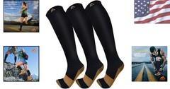 Copper Compression Socks – 3 Pairs for Athletic Performance & Recovery