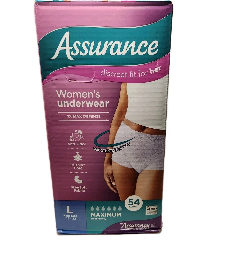 Assurance Womens Incontinence & Postpartum Underwear Maximum AbsobencyLge 54 ct.