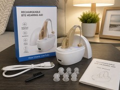 Rechargeable BTE Hearing Aid Digital Sound Amplifier USB-C Charging Dock