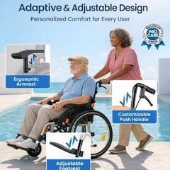 VOCIC U32 Ultra Lightweight Wheelchair Orange Folding Transport Chair NEW NIB