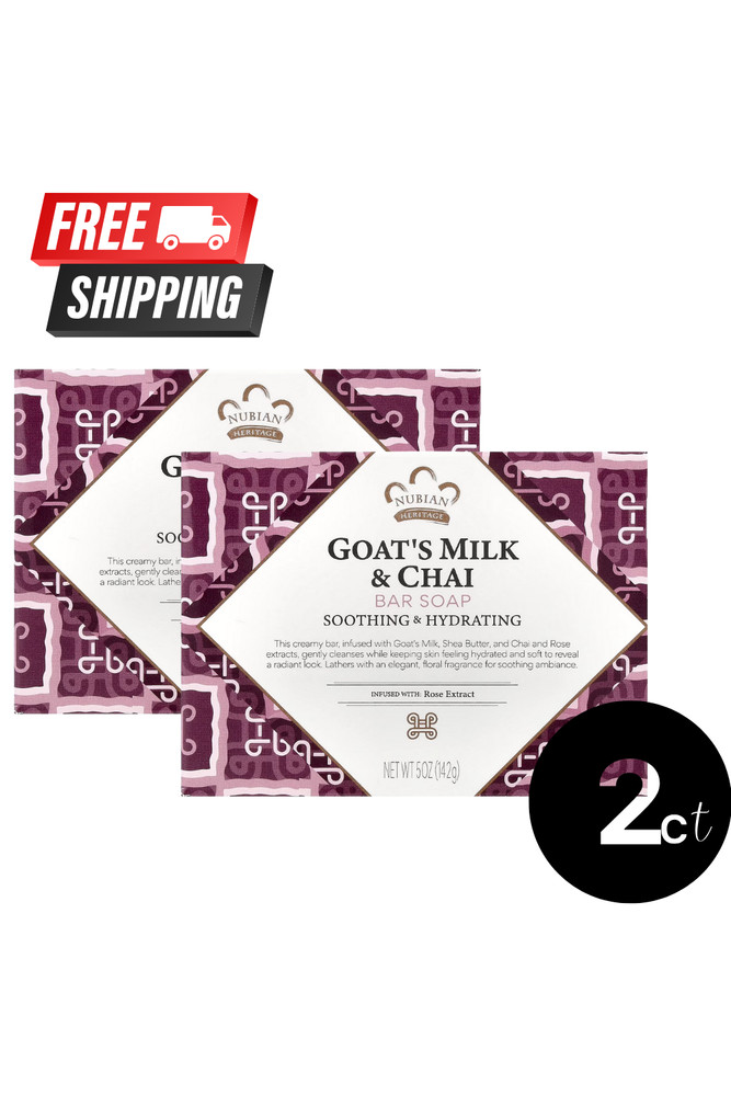 Nubian Heritage Goat’s Milk & Chai Bar Soap 2 Pack Moisturizing Natural Skincare
