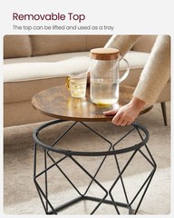Vasagle Small Coffee Table Set Of 2 Round Coffee Table Steel Frame Side End