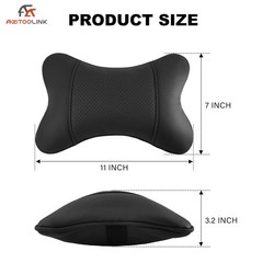 2 Pack Car Neck Pillow 7×11 Inches PU Leather 3.2″ Thick – Pain Relief