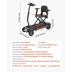 Uimoso 4-Wheel Electric Mobility Scooter with Foldable Design for Easy Transport