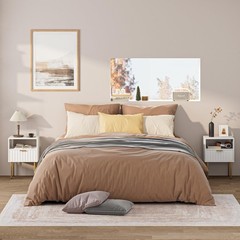 Nightstand,Morden Bedside Table with Gold Frame,Small White Night Stand,End T…