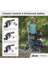 Drive Medical Nitro Sprint Rollator Walker Heavy Duty w/ Seat Blue