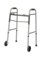 Medline Guardian TwoButton Folding Walker 5″ Wheels Aluminum Frame 300 Lb Cap. 1