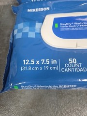 McKESSON StayDry WASHCLOTHS SCENTED with ALOE Vitamin E (2) 50 count Wipes