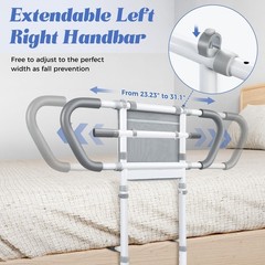 Bedside Rail for Elderly Safety Adjustable Bed Aid with Storage Pocket, Non-Slip