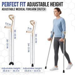 Forearm Crutches for Adults Adjustable Aluminum Pair Lightweight Support