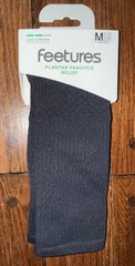 Feetures Plantar Fasciitis Black Light Cushion Socks Medium NIP