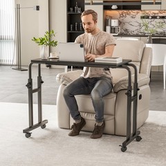 Lingmi Recliner Table Overbed Table Wheels Adjustable Height And Length Over