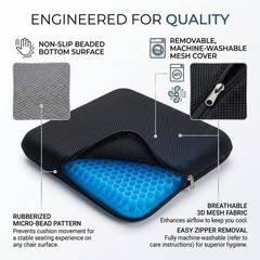Honeycomb Gel Seat Cushion Blue – Cooling Orthopedic Pressure Relief Pad