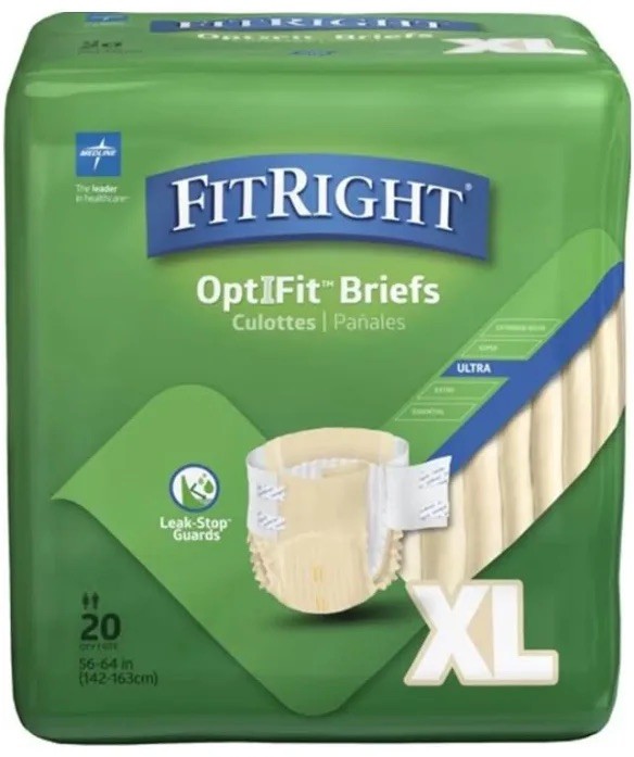 80 Medline Fitright OptiFit Ultra Briefs XL for Waists 56″ – 64″