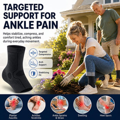 Ankle Compression Sleeve, Support for Plantar Fasciitis, 1 Pair