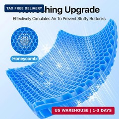 Gel Seat Cushion, Cooling seat Cushion (Super Large & Thick), Breathable Honeyco