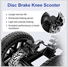 Blessreach 2202-T All Terrain Knee Scooter Walker Disc Brake Foldable BLACK