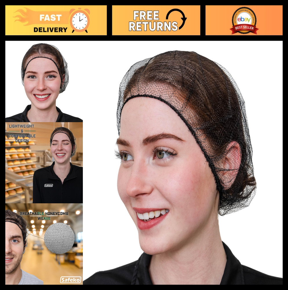Disposable Honeycomb Nylon Hair Nets – Breathable, 1,000 Count, Multiple Colors