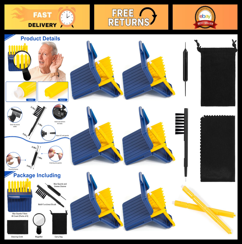 Hearing Aid Wax Guards Filters – 48 Pcs Earwax Replacement Kits & Cleaning Tools
