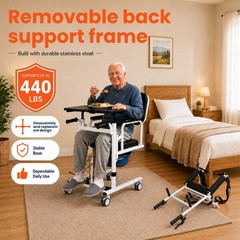 6-in-1 Hydraulic Patient Lift Chair, 180° Split Seat, 440lbs, Portable for Home,